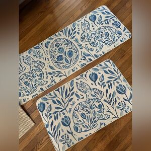 Blue and White Bunny Patterned Rugs
